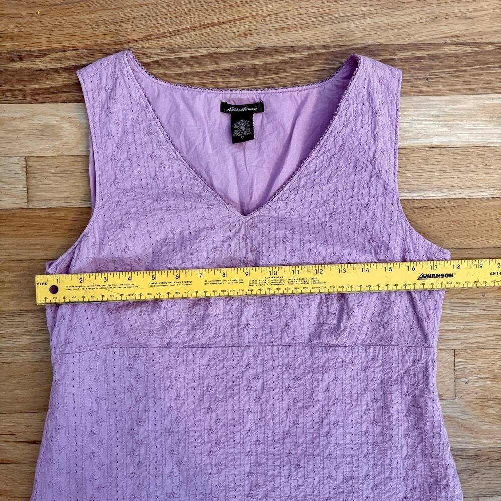 Eddie Bauer Women’s Lilac Purple Eyelet Sleeveless Top Vintage Y2K Cottagecore M - Picture 3 of 8